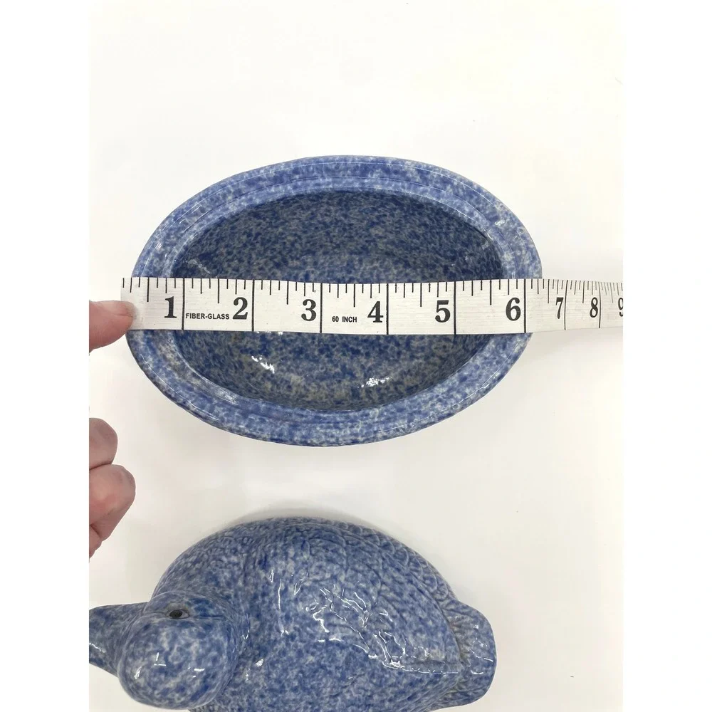 Unbranded Duck Trinket Box Blue Sponge Ware Ceramic Country Cottage‎ Decor Small
